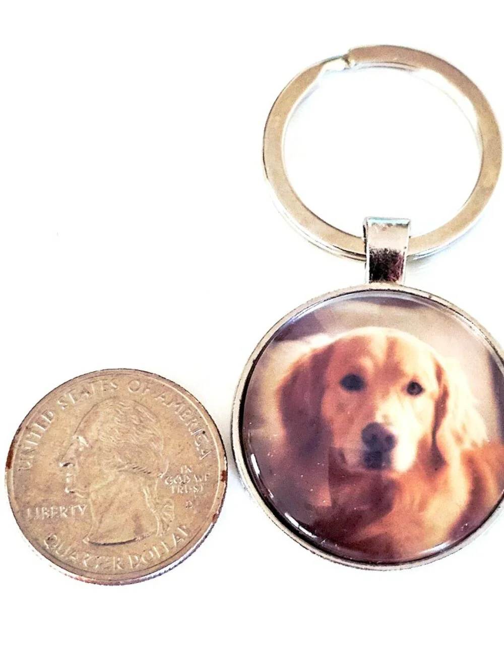Golden Retriever Keychain, Unisex, Glass Cabochon, Dog Portrait, Pet Lover, Gift